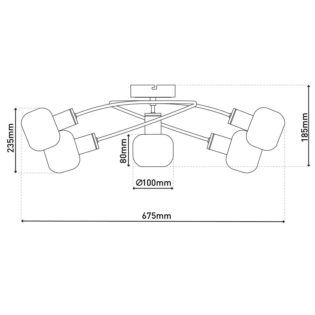 Näve Leuchten Spotleuchte 1390145 messing Metall Glas B/H/T: ca. 36x21x61 cm E14 5 Brennstellen