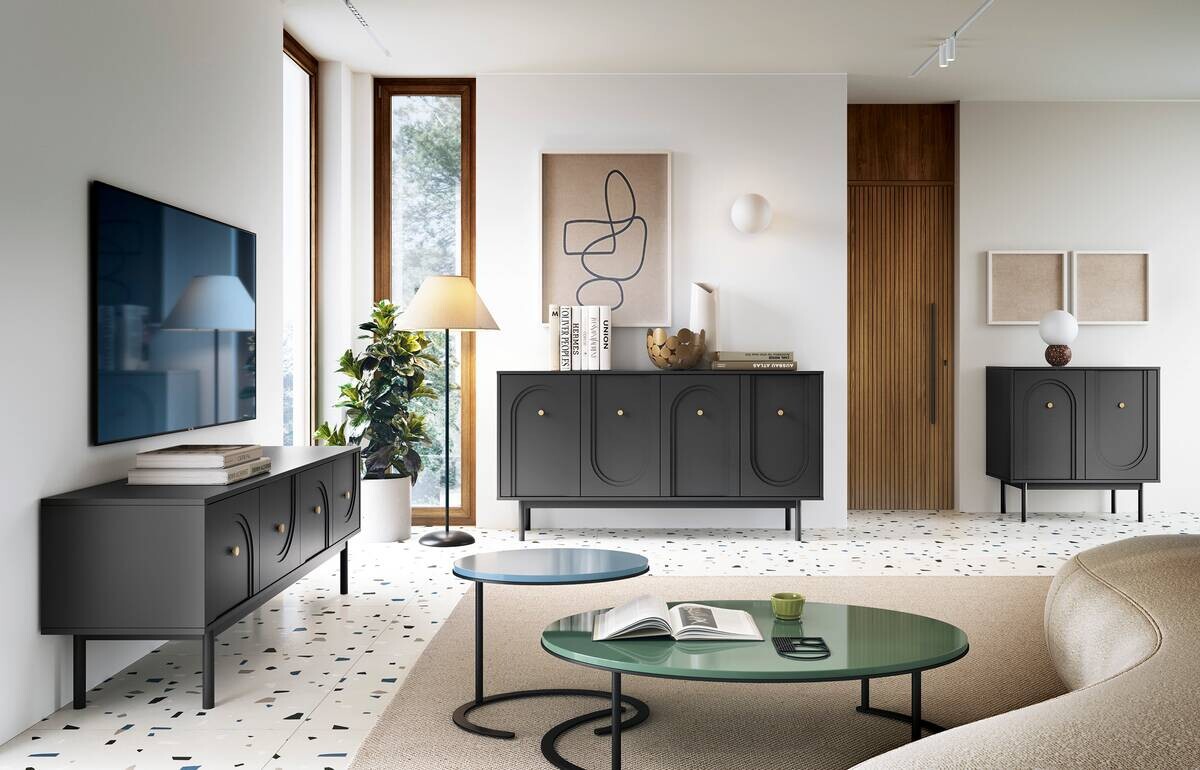 Lowboard MAZOMA schwarz gold Optik B/H/T: ca. 154x53,5x39 cm