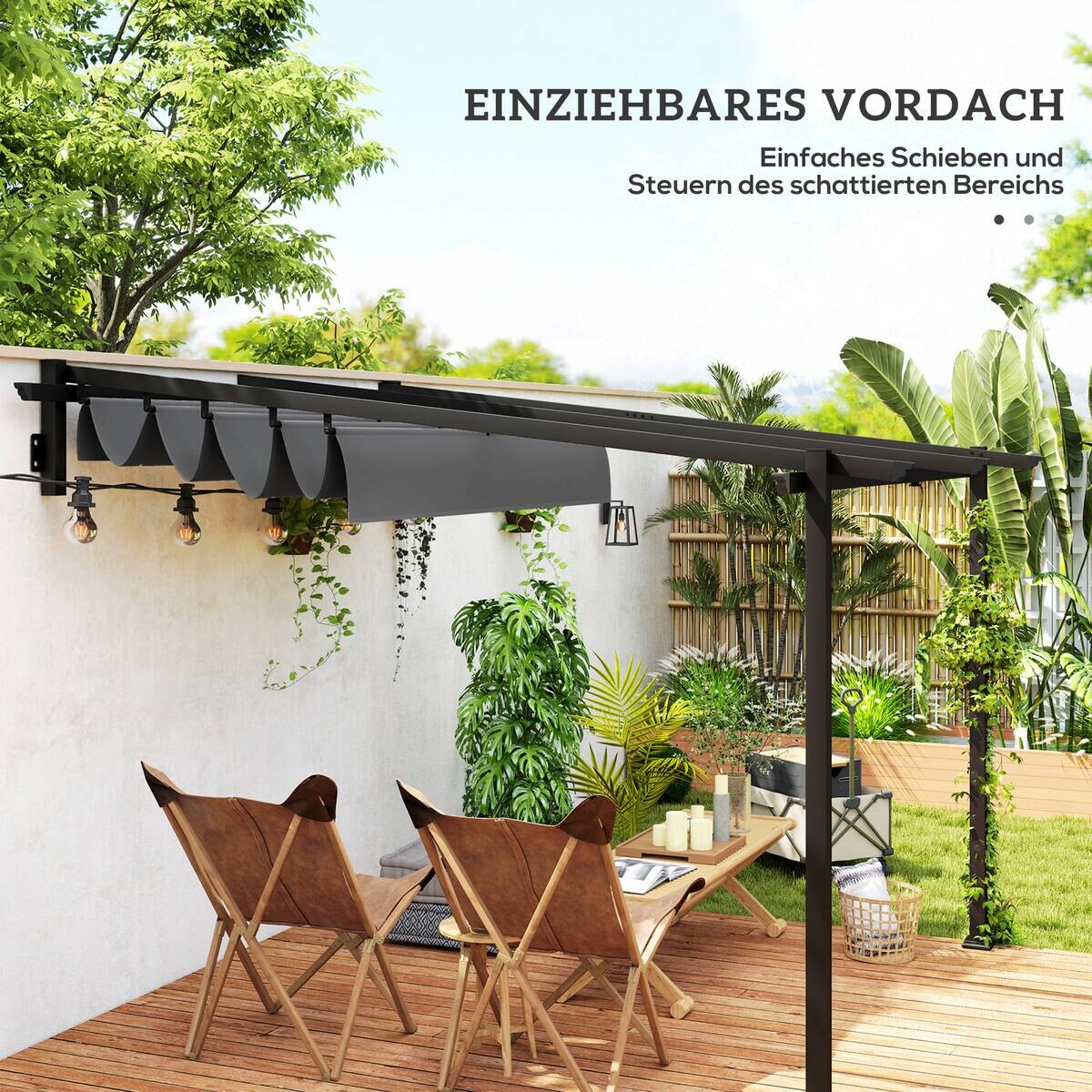Outsunny Pergola dunkelgrau Aluminium B/H/L: ca. 297x230x297 cm