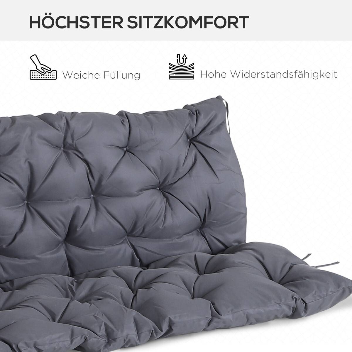Outsunny Bankauflage dunkelgrau Baumwolle B/H/L: ca. 150x8x98 cm