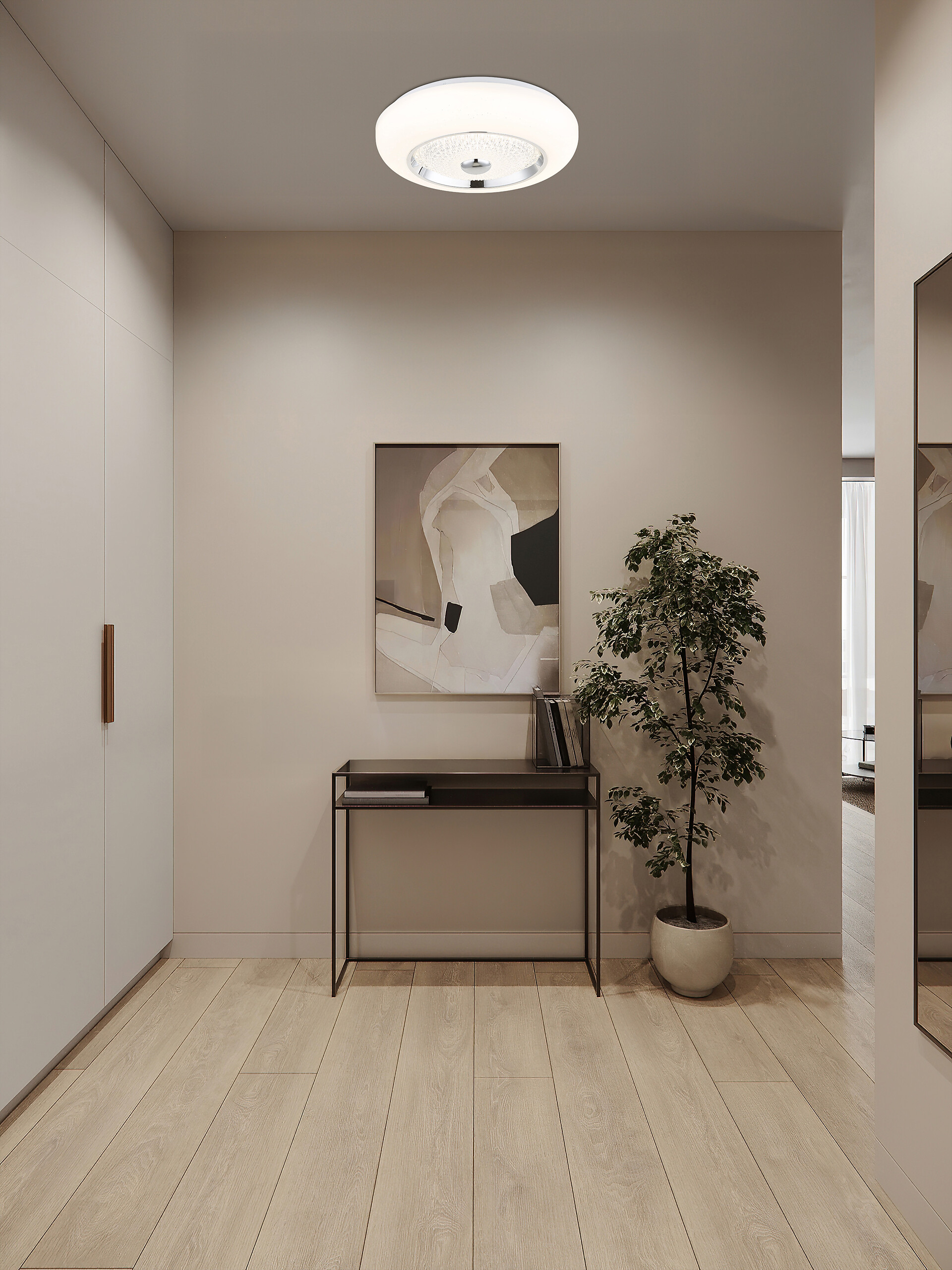 GLOBO Deckenleuchte Opal weiß klar Metall Acryl Kunststoff H/D: ca. 10x38,5 cm 1 Brennstellen