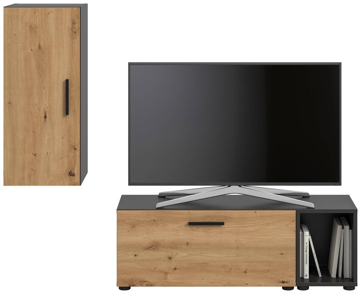 Wohnwand-Set TheOne Eiche Artisan Nachbildung anthrazit B/H/T: ca. 75x32x34 cm
