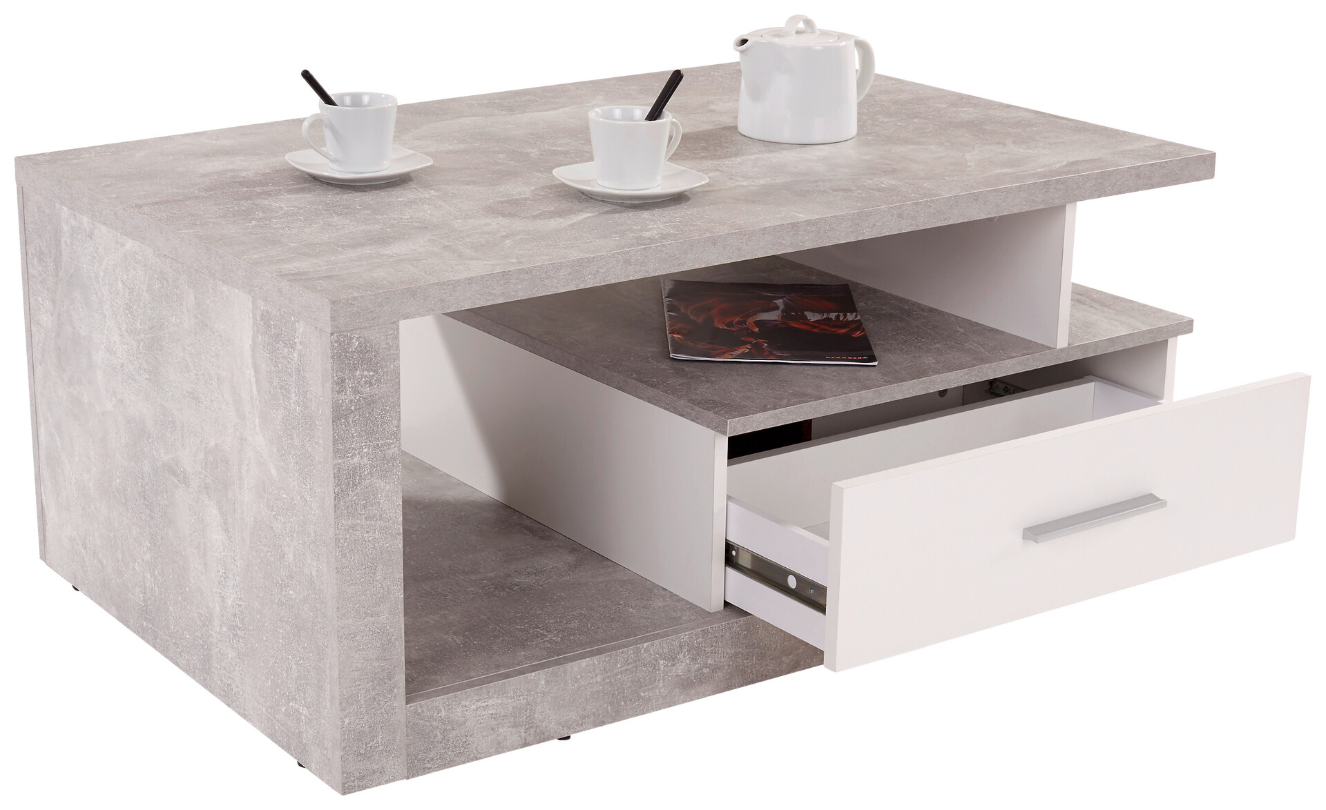 Couchtisch Iguan Beton weiß B/H/T: ca. 110x45x67 cm