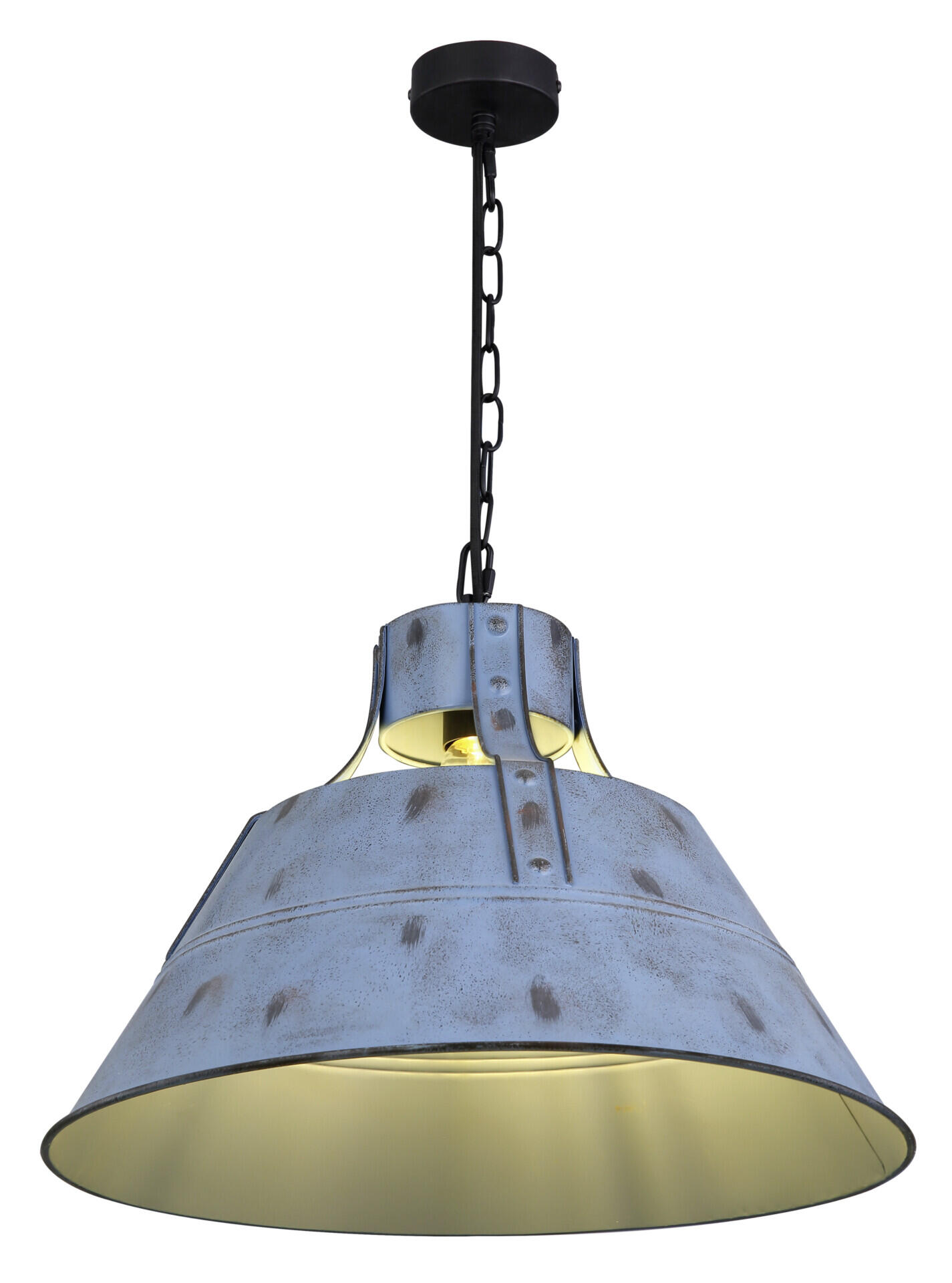 GLOBO Pendelleuchte Günther blau Metall H/D: ca. 150x45 cm E27 1 Brennstellen