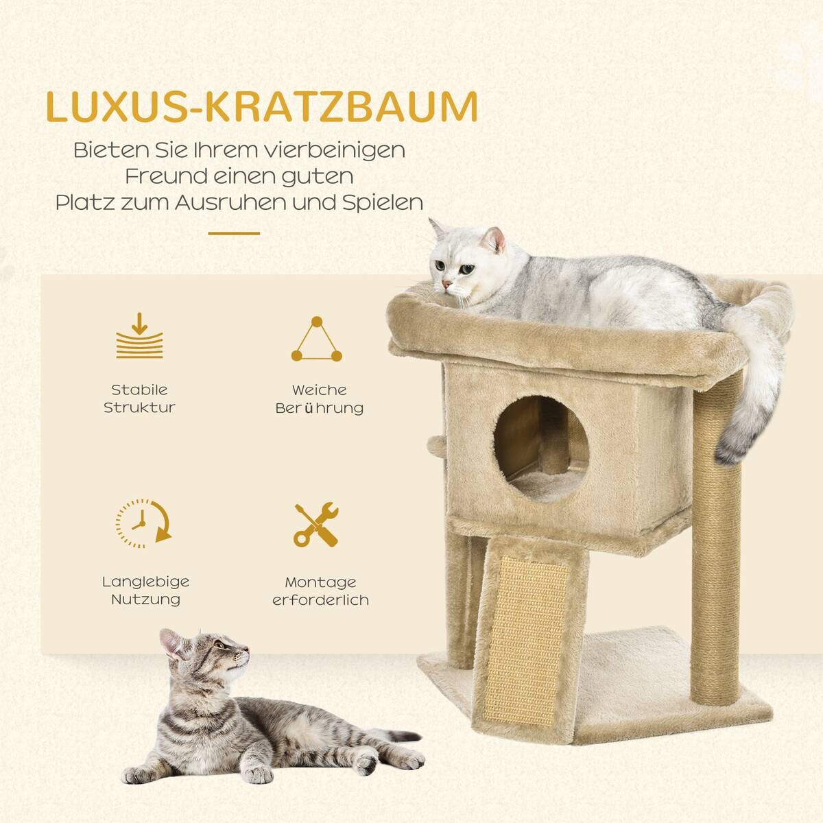 PawHut Kratzbaum braun Polypropylen B/H/L: ca. 40x40x57 cm
