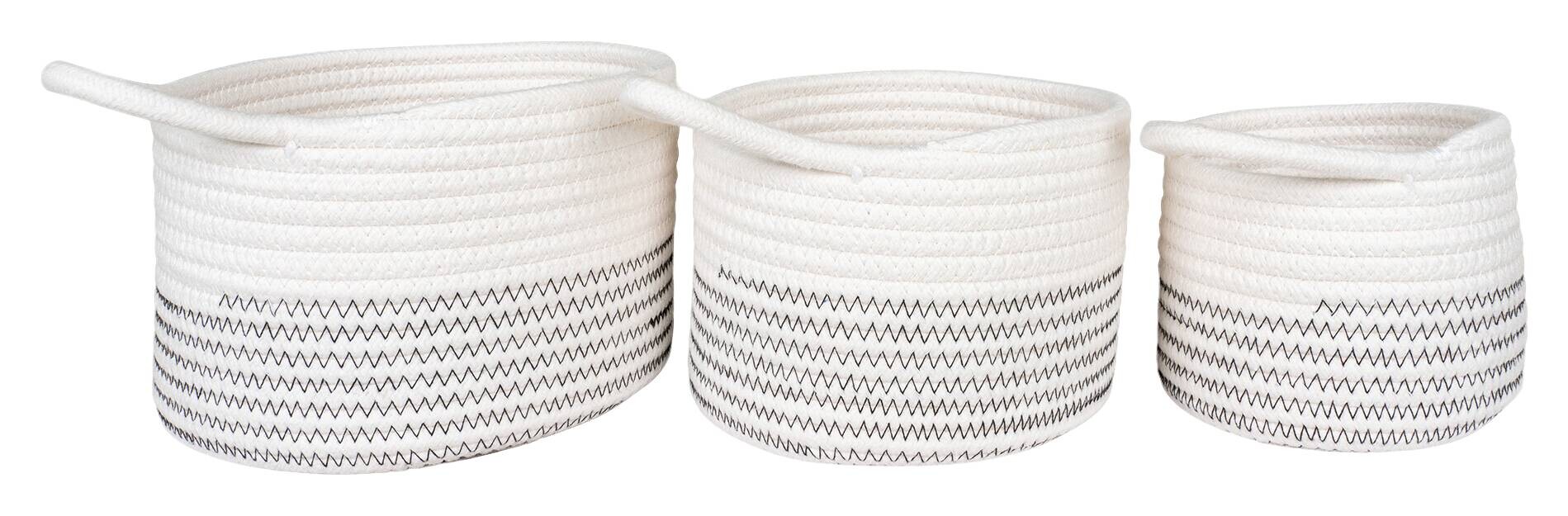 Aufbewahrungskorb 3er Set Algar weiß Baumwolle