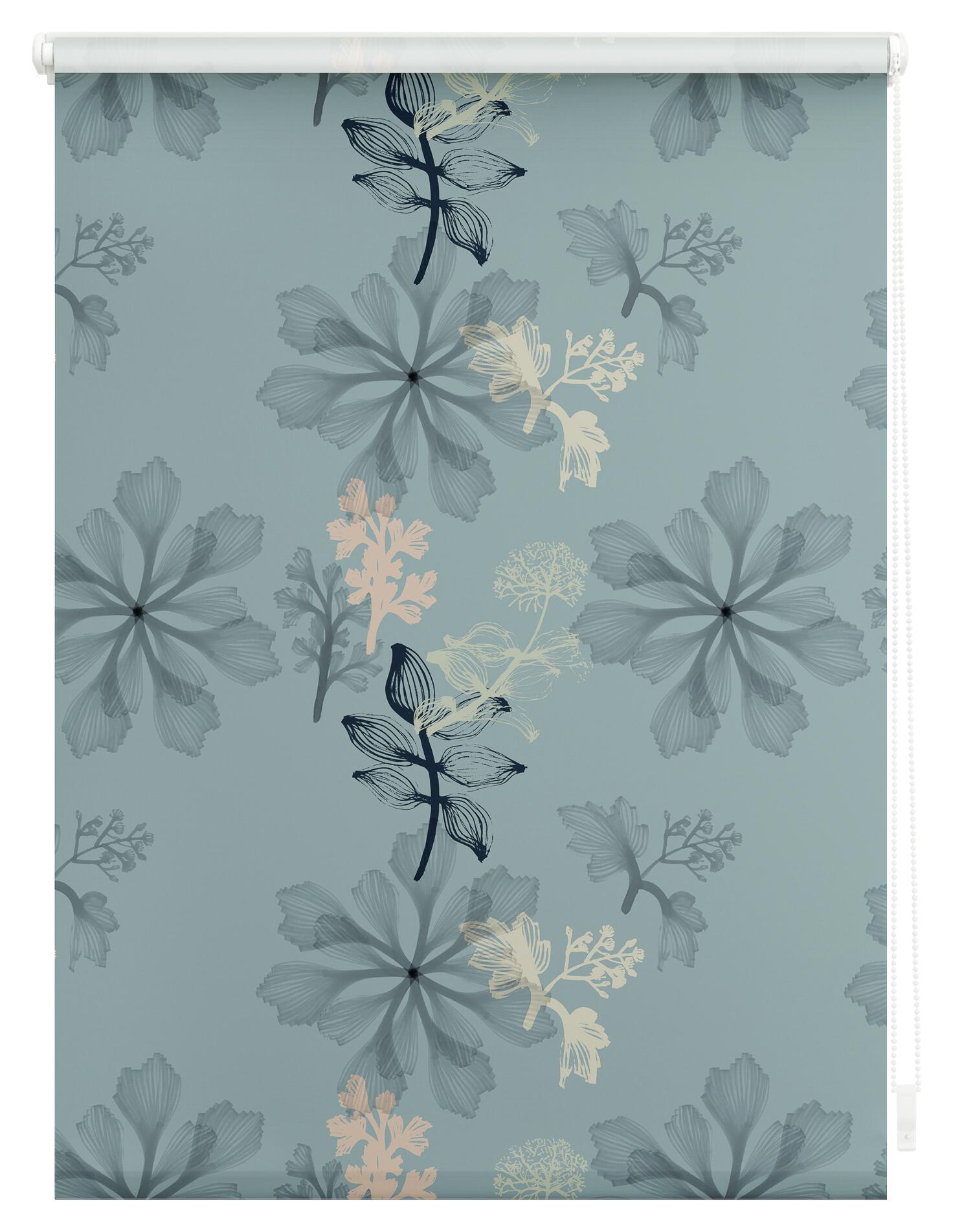 LICHTBLICK Rollo Aqua Floral blau B/L: ca. 60x150 cm