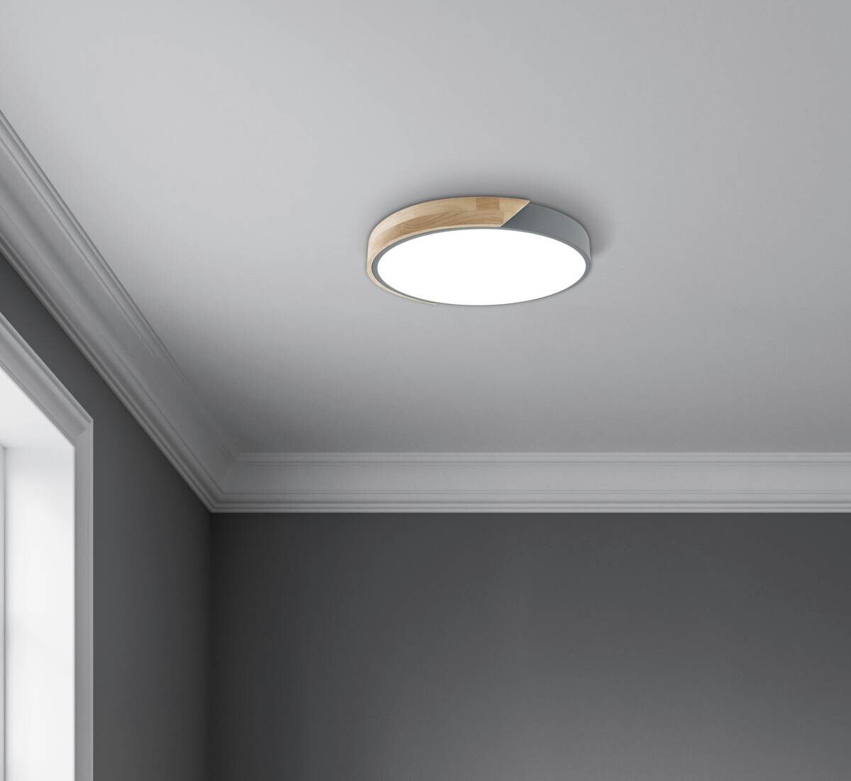 Näve Leuchten Deckenleuchte 1360316 grau Holz Acryl Metall B/H/T: ca. 31x5x31 cm null 1 Brennstellen