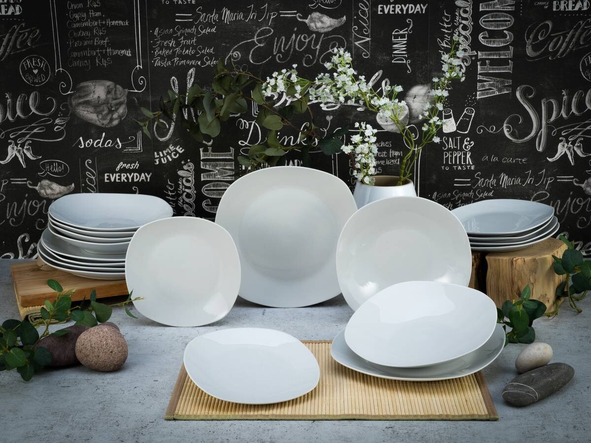 CreaTable Tafelservice Square weiß Porzellan 18 tlg.