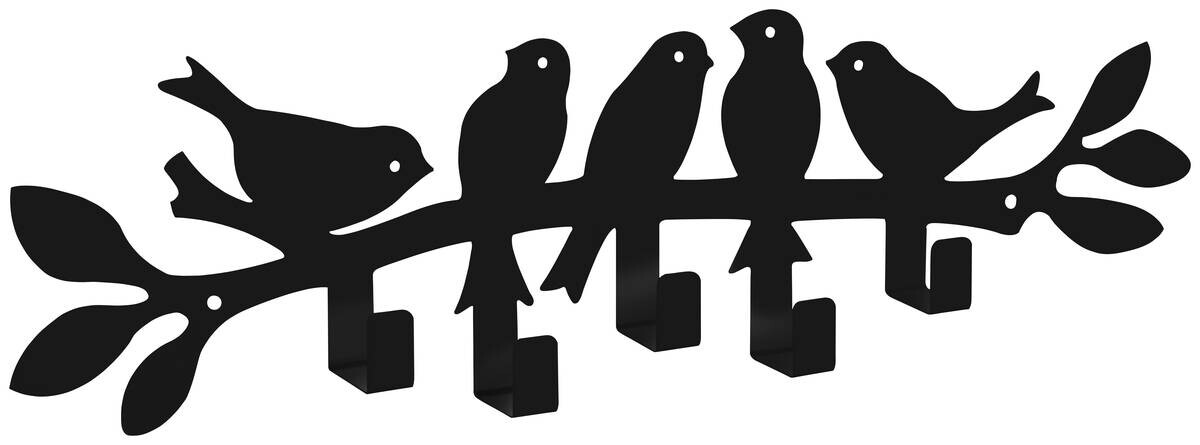 Garderobenleiste Birds schwarz Metall B/H/T: ca. 48x14x4 cm Garderobenleiste Birds schwarz Metall B/H/T: ca. 48x14x4 cm