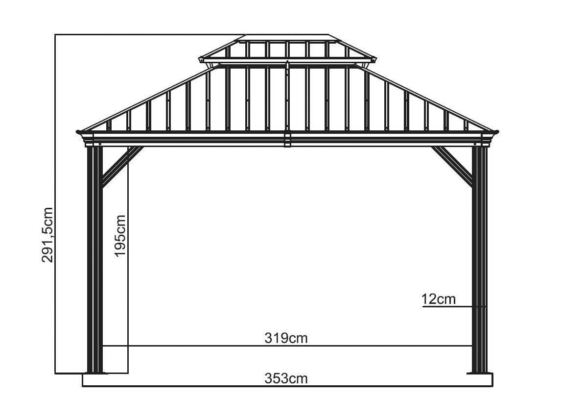 Sojag Pavillon Messina anthrazit Metall B/H/L: ca. 363x292x298 cm