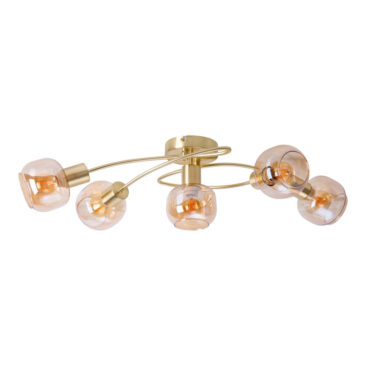 Näve Leuchten Spotleuchte 1390145 messing Metall Glas B/H/T: ca. 36x21x61 cm E14 5 Brennstellen