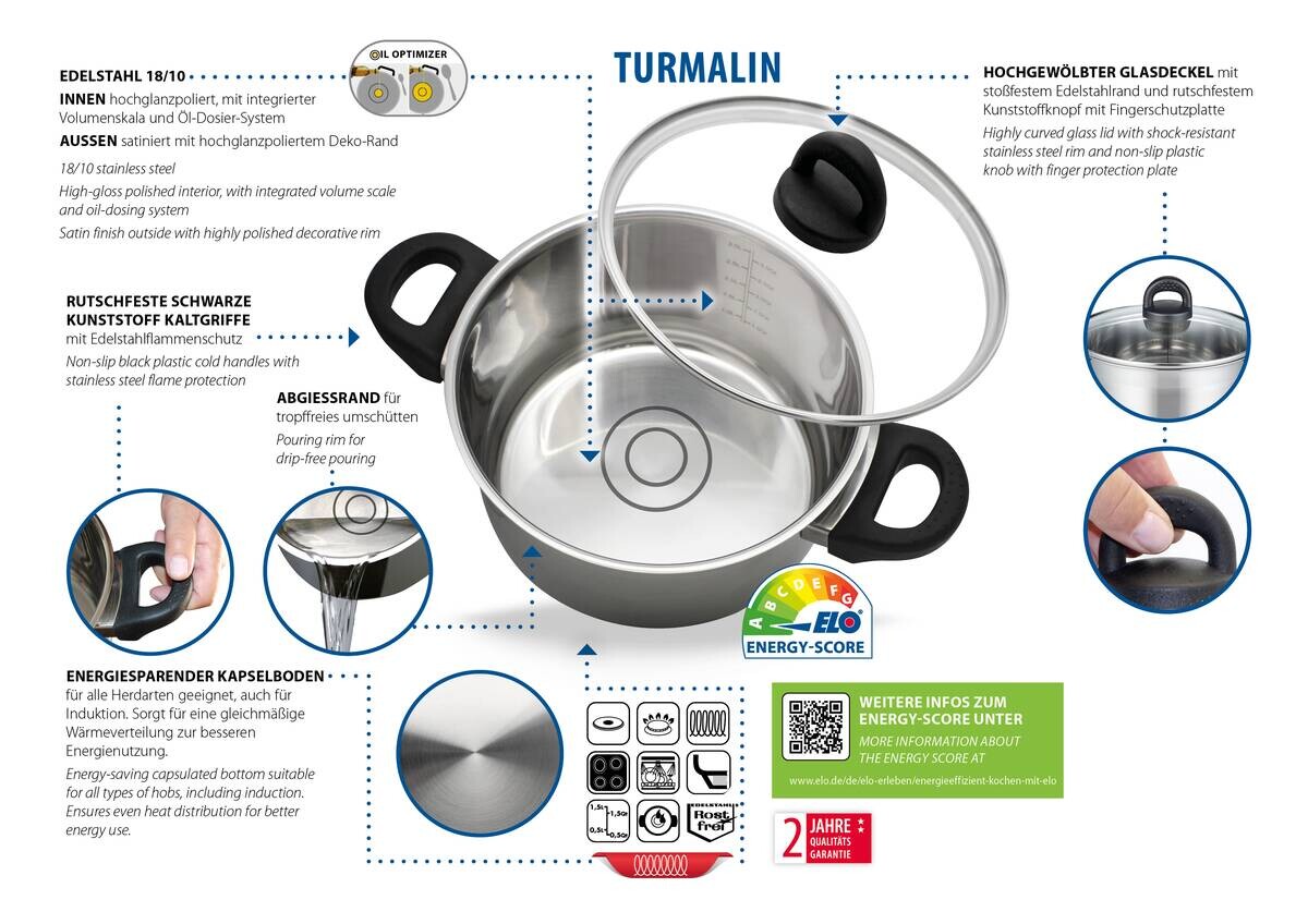 ELO Basic Fleischtopf silber Edelstahl D: ca. 20 cm