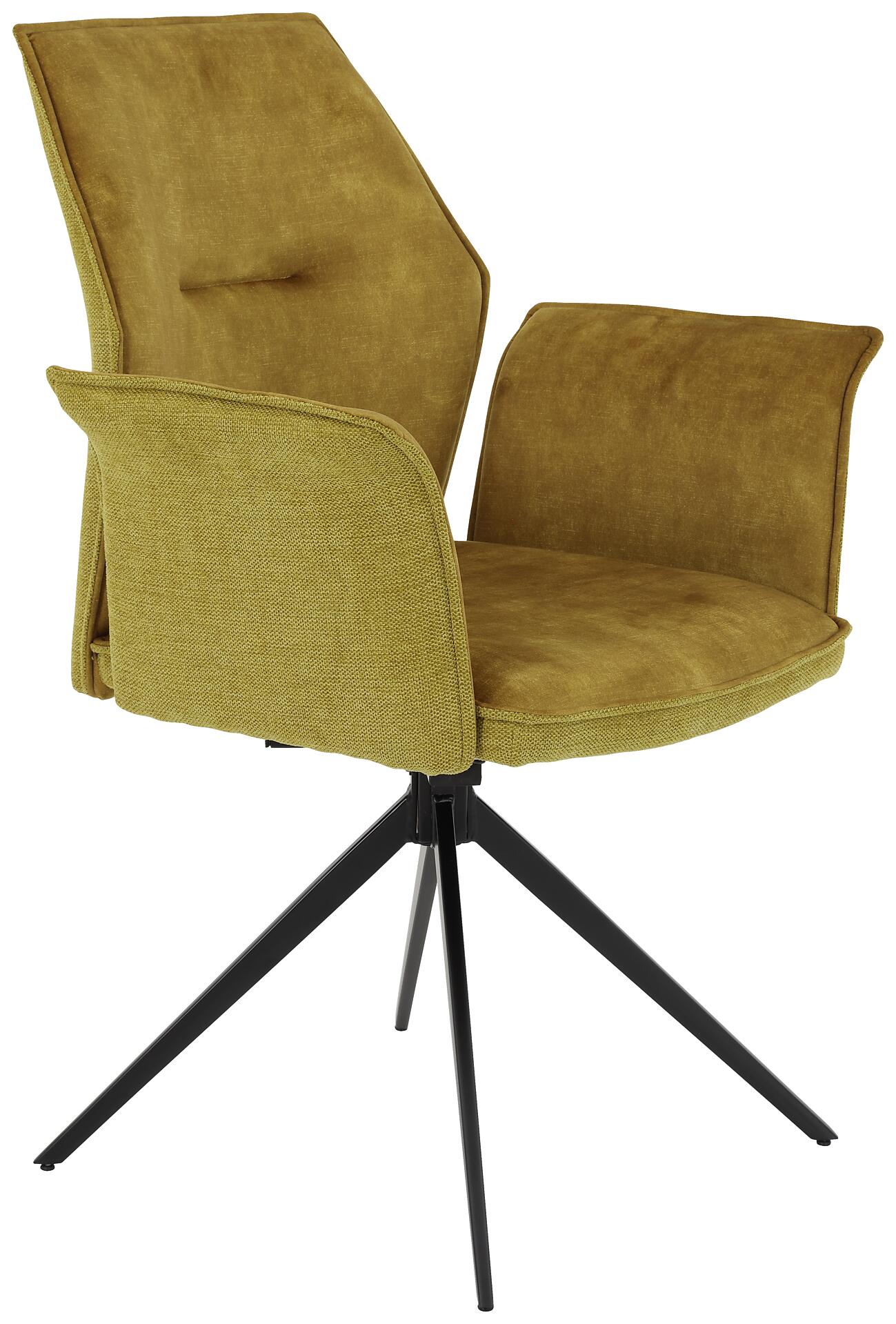 Armlehnstuhl 4er Set SUSANNE gold Vintage schwarz Webstoff Microfaser Metall B/H/T: ca. 65x92x64 cm