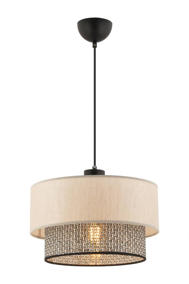Opviq Pendelleuchte Echo grau beige Baumwolle B/H/T/L/D: ca. 30x65x30x30x30 cm E27 1 Brennstellen