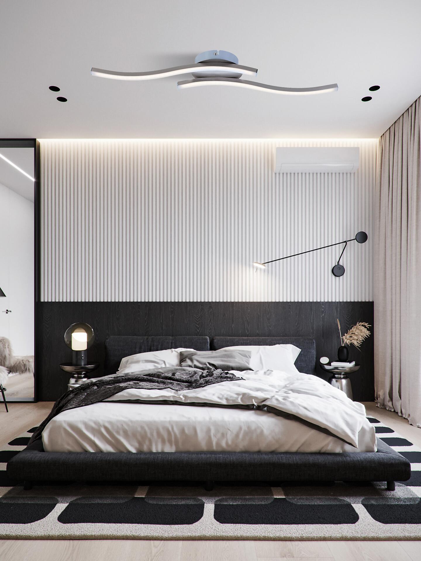 POCOline Deckenleuchte Berwin nickel matt Aluminium Metall Kunststoff B/H/T: ca. 56x7x12 cm