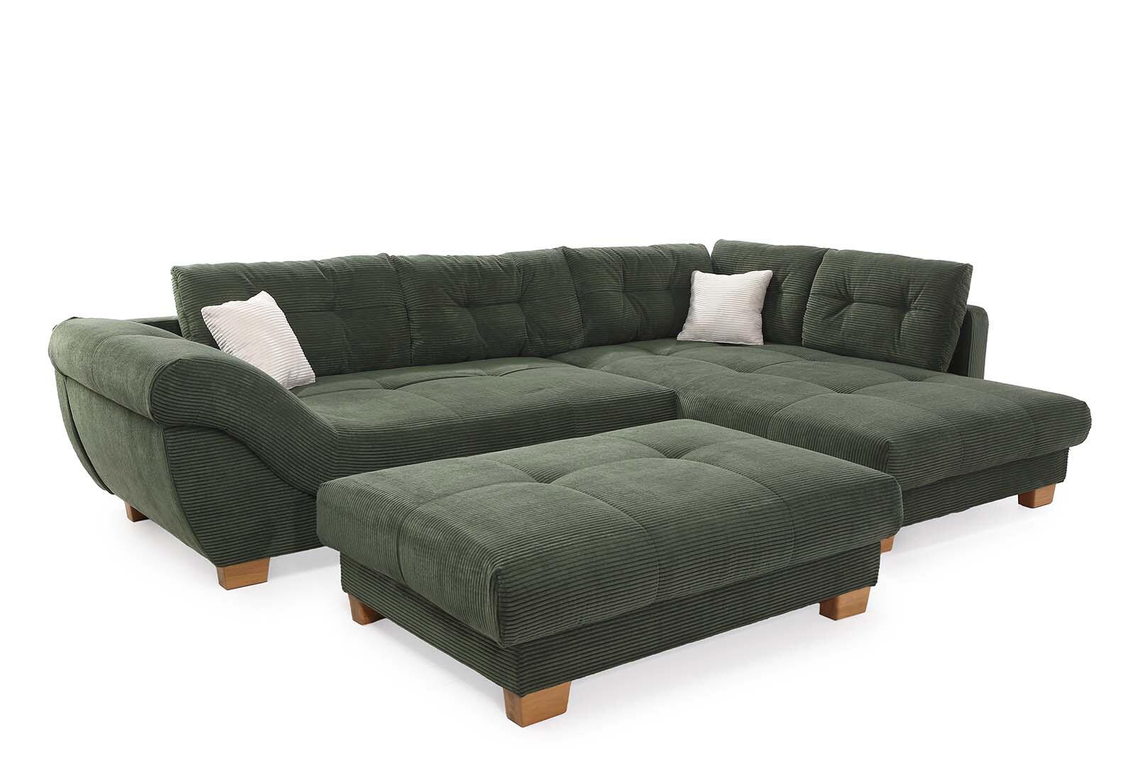 Ecksofa grün Microfaser B/H/T: ca. 346x90x221 cm