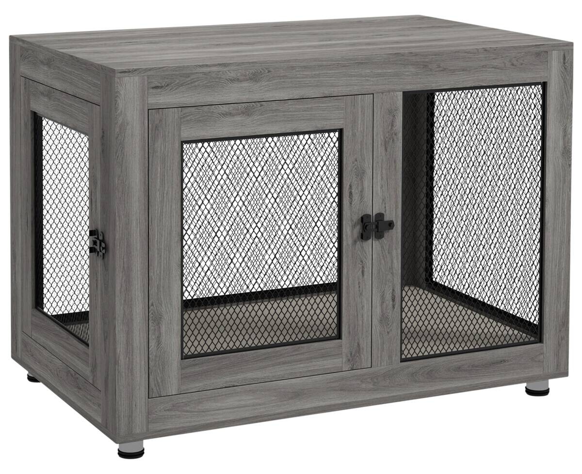 PawHut Hundekäfig grau Spanplatte B/H/L: ca. 60x71,5x94 cm