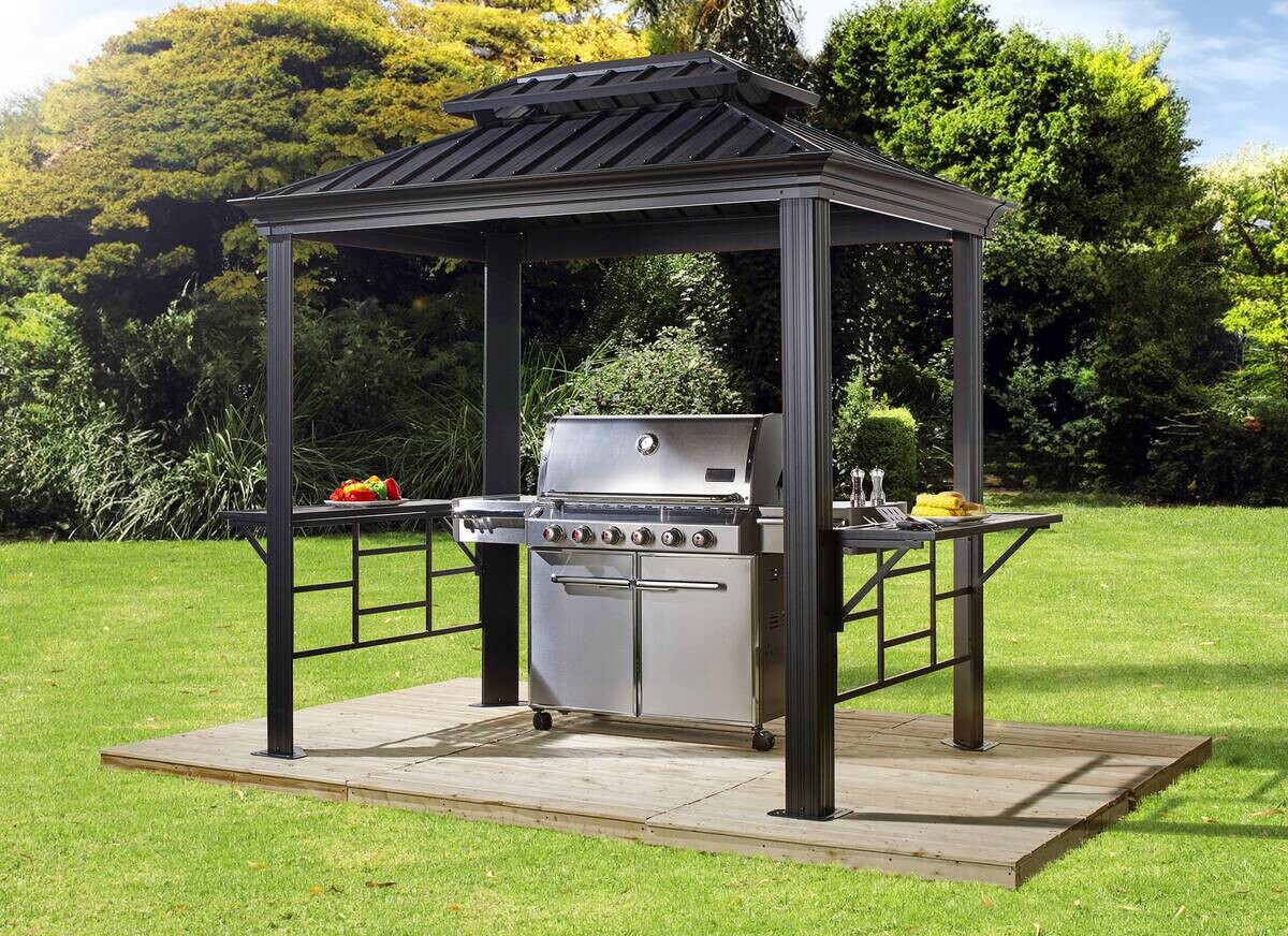 Sojag Pavillon Messina BBQ anthrazit Stahl B/H/L: ca. 292x262x179 cm