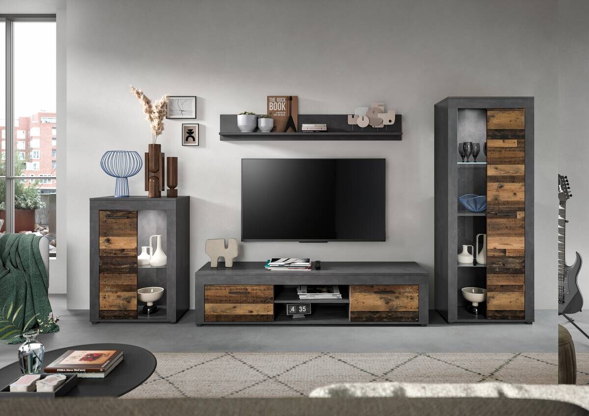 Wohnwand Jam Matera Nachbildung Old Wood Nachbildung B/H/T: ca. 169x310x35 cm