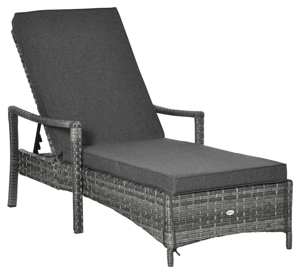 Outsunny Gartenliege grau Polypropylen B/H/L: ca. 62,5x192x52,5 cm