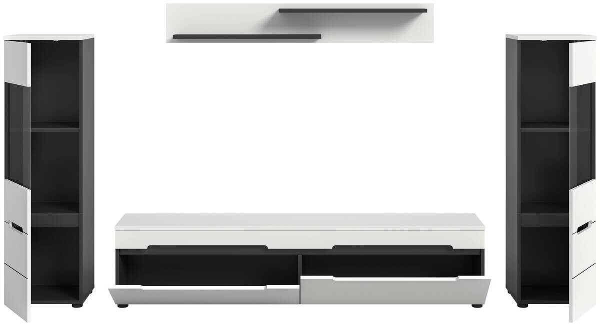 Wohnwand Canu basaltgrau weiß B/H/T: ca. 272x141x33 cm