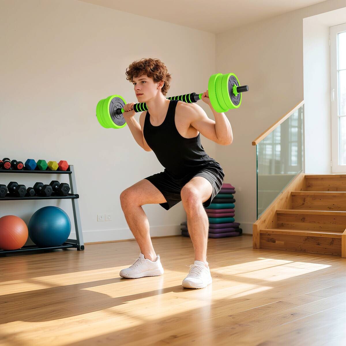 SPORTNOW Hanteln Set grün Kunststoff B/H/L: ca. 20x20x95 cm