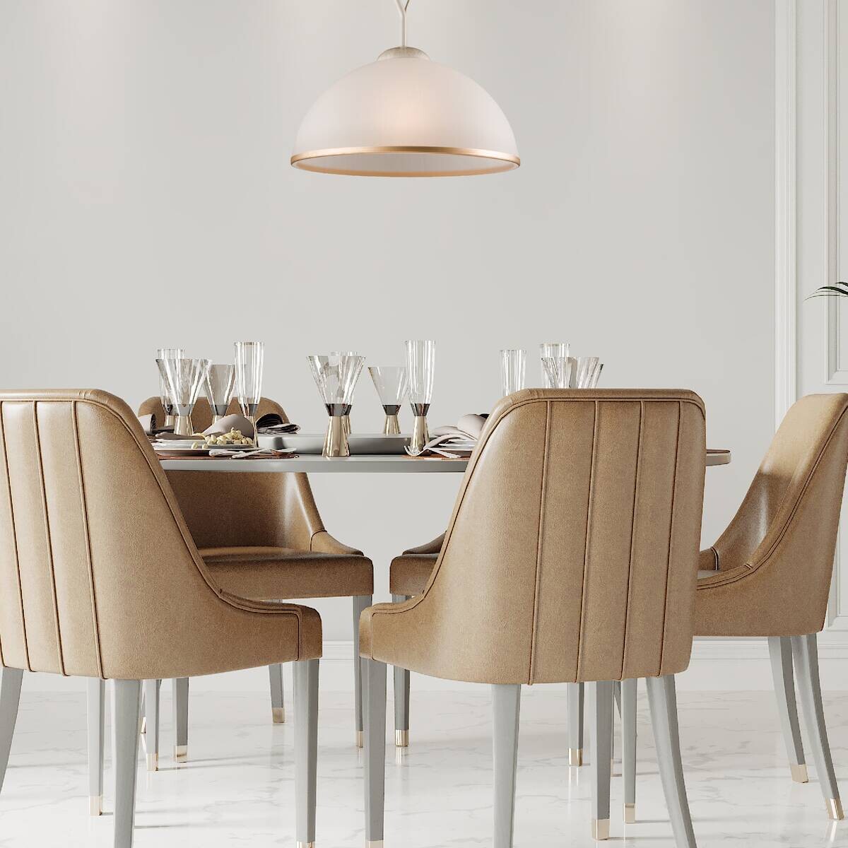 Lamkur Pendelleuchte Retro II weiß Stahl Glas H/L: ca. 45x32,5 cm E27 1 Brennstellen