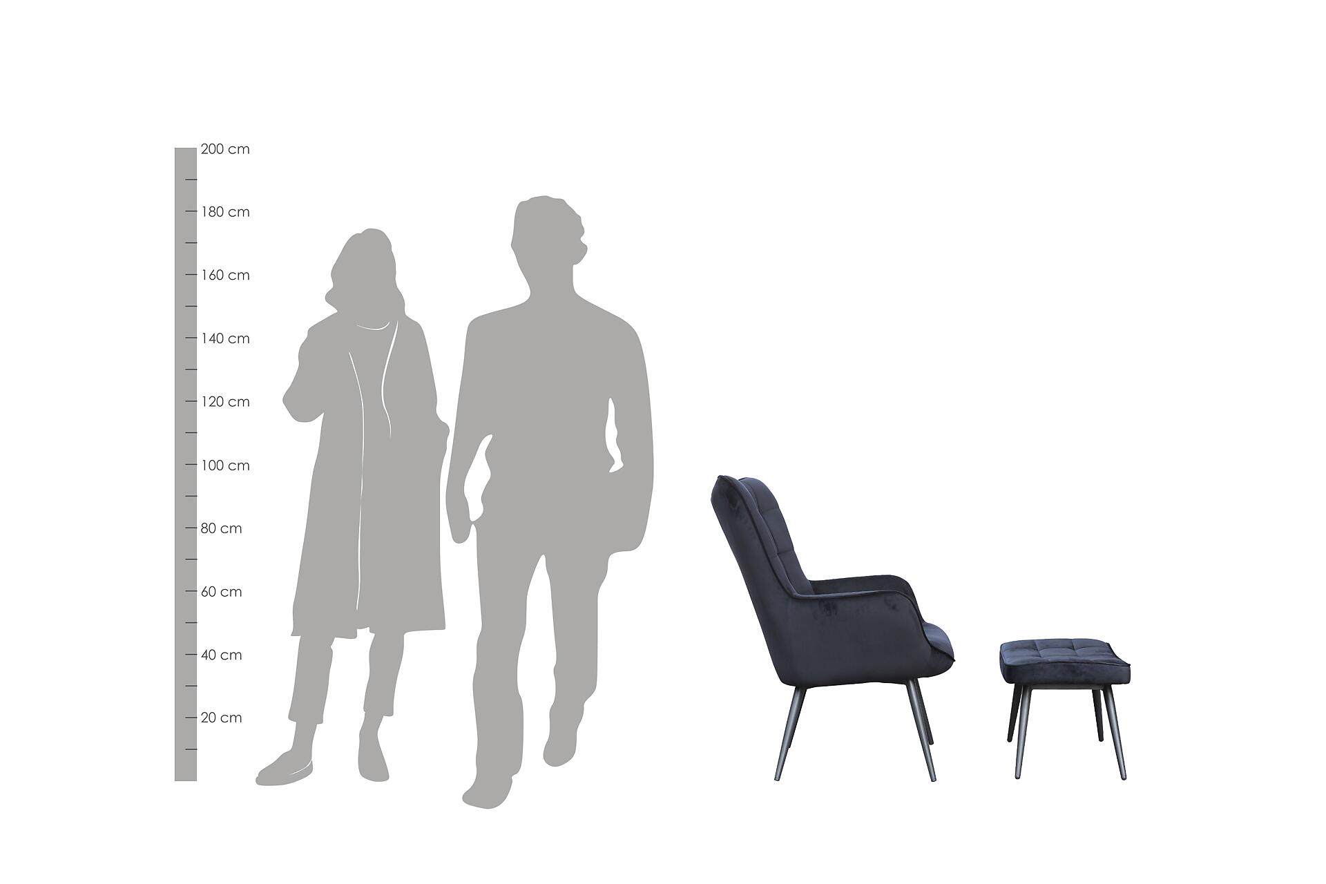 byLIVING Sessel UTA grau schwarz Stoff Metall B/H/T: ca. 72x97x80 cm