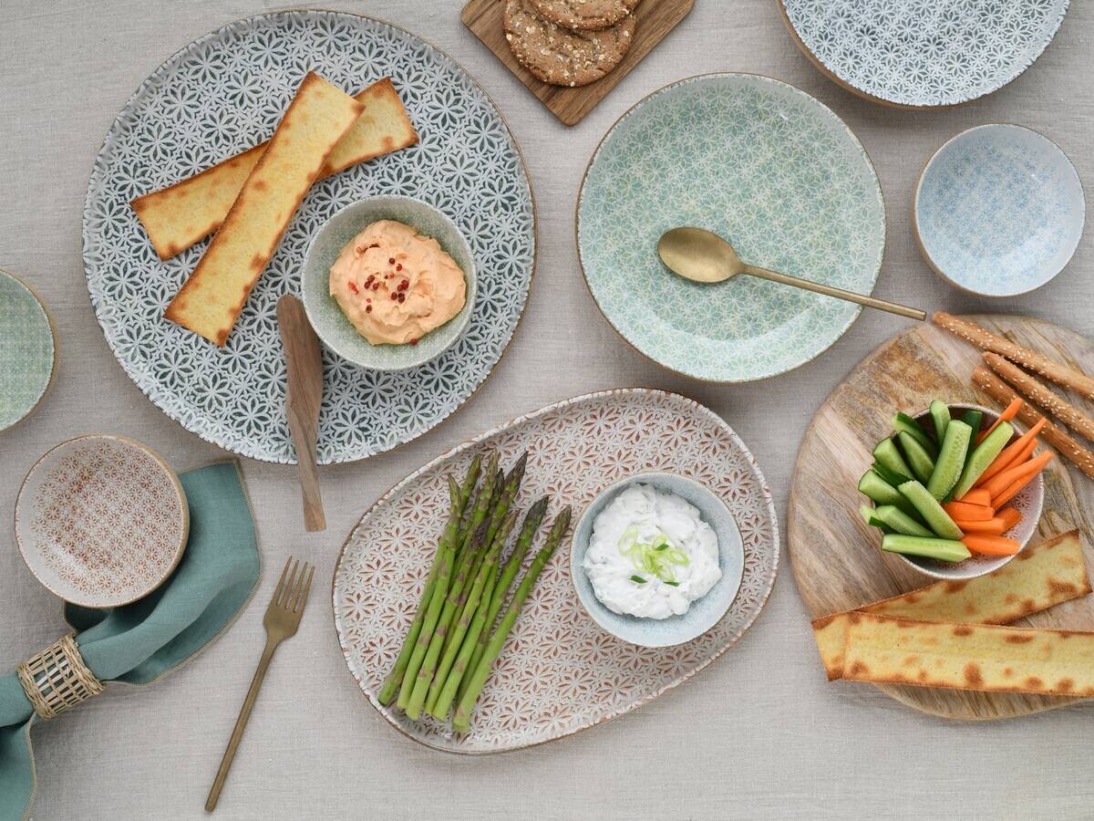 CreaTable Tafelservice Uno Emiliana blau Steinzeug 12 tlg.