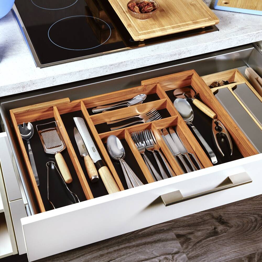 Kesper Besteckkasten braun Bambus B/H/L: ca. 43x6x34 cm