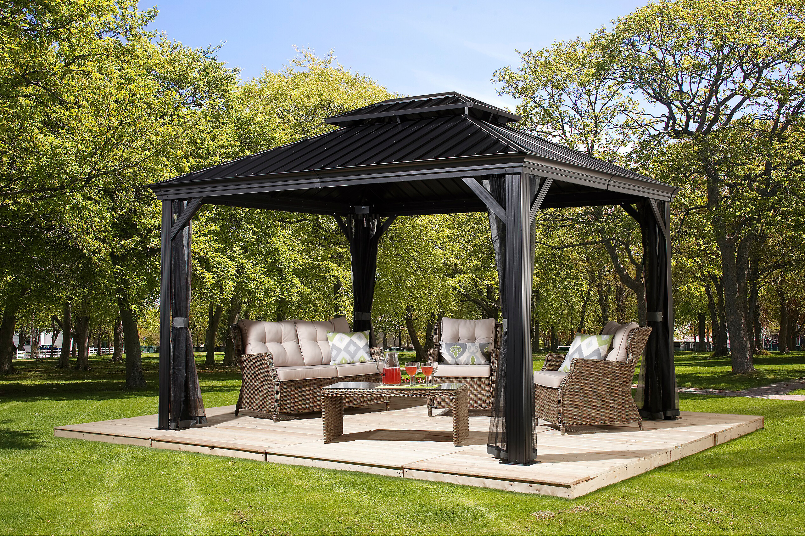 Sojag Pavillon Messina anthrazit Metall B/H/L: ca. 363x292x298 cm