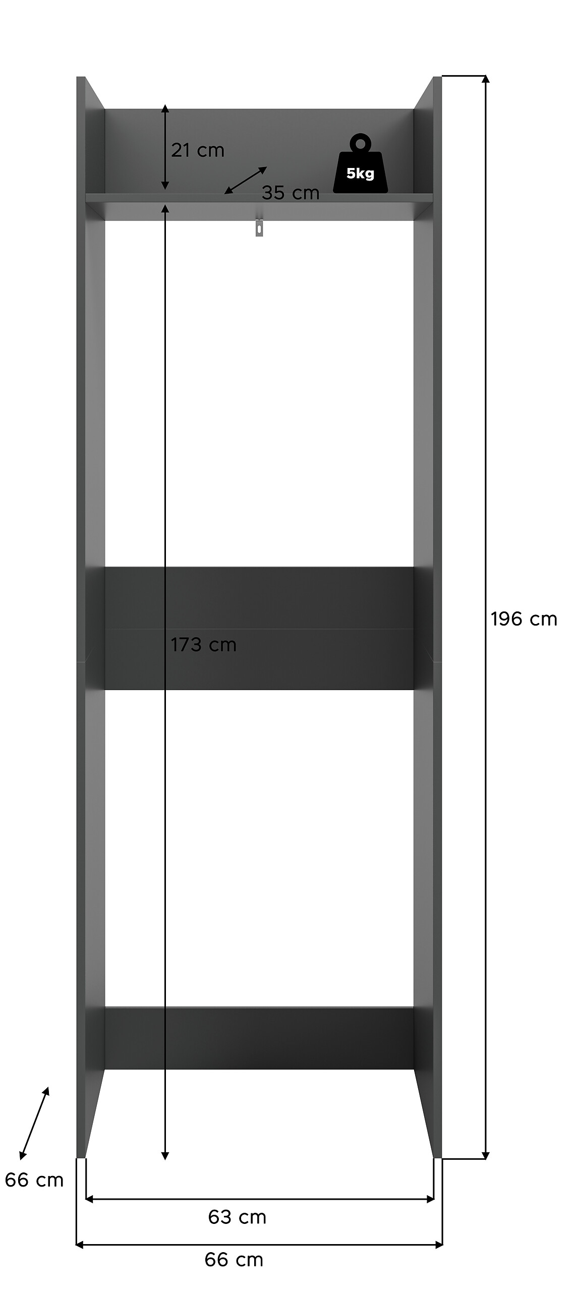 Waschmaschinenumbauschrank Free anthrazit B/H/T: ca. 66x196x66 cm
