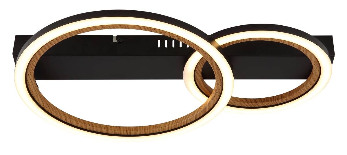 GLOBO LED-Deckenleuchte mattschwarz dunkelbraun Opal Kunststoff Metall B/H/L: ca. 30x7x44 cm 1 Brennstellen