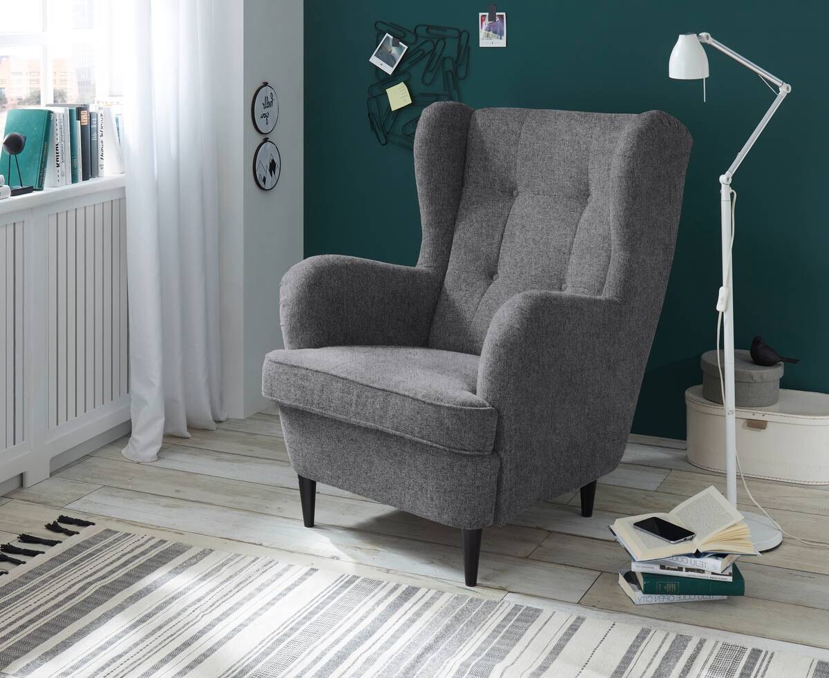 Sessel Oskar anthrazit Velourstoff B/H/T: ca. 78x102x98 cm