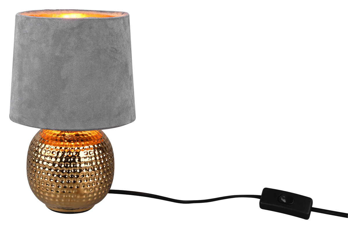 Reality Tischleuchte Sophia grau gold Keramik Samt H/D: ca. 26x16 cm E14 1 Brennstellen