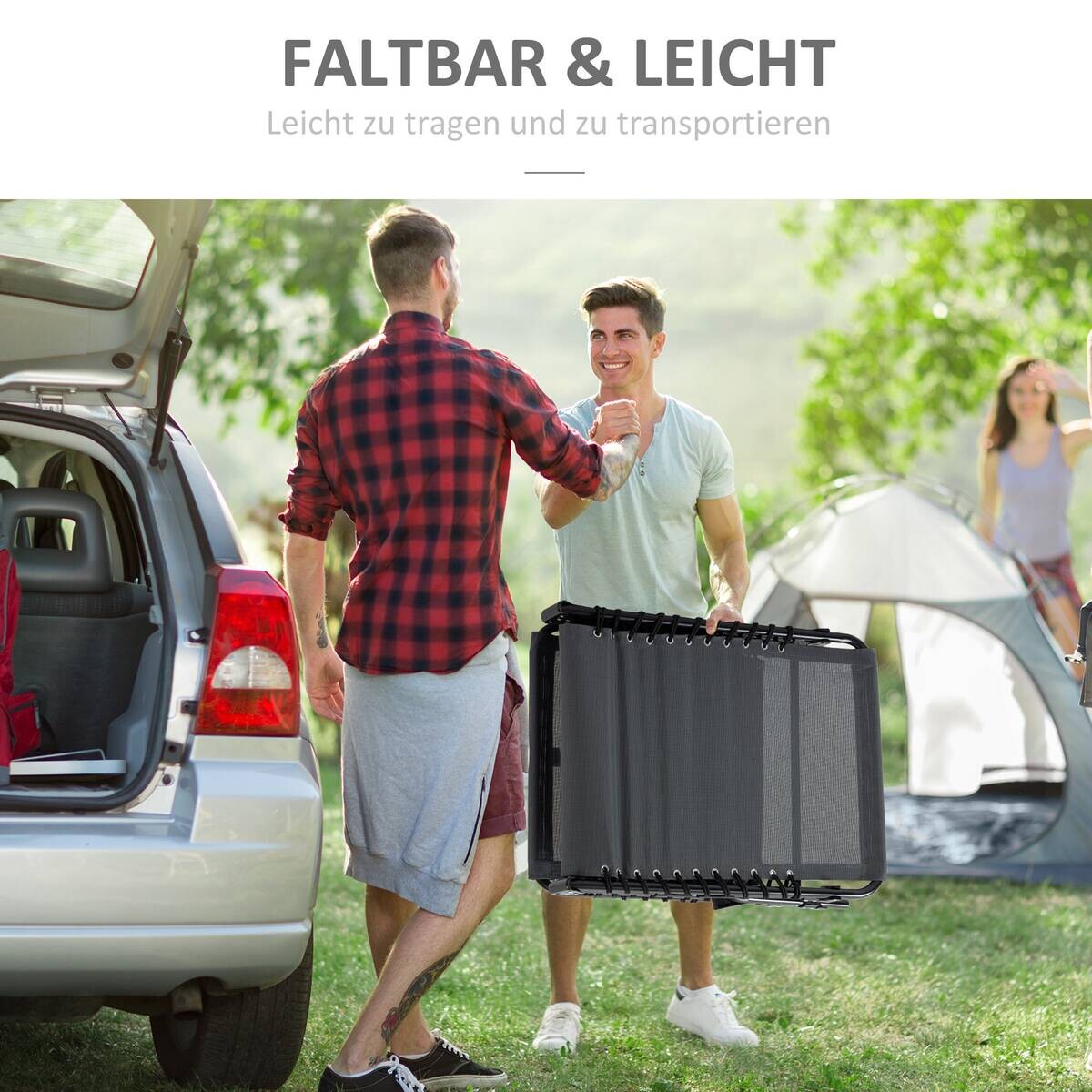 Outsunny Sonnenliege grau Stahl B/H/L: ca. 58x30x185 cm