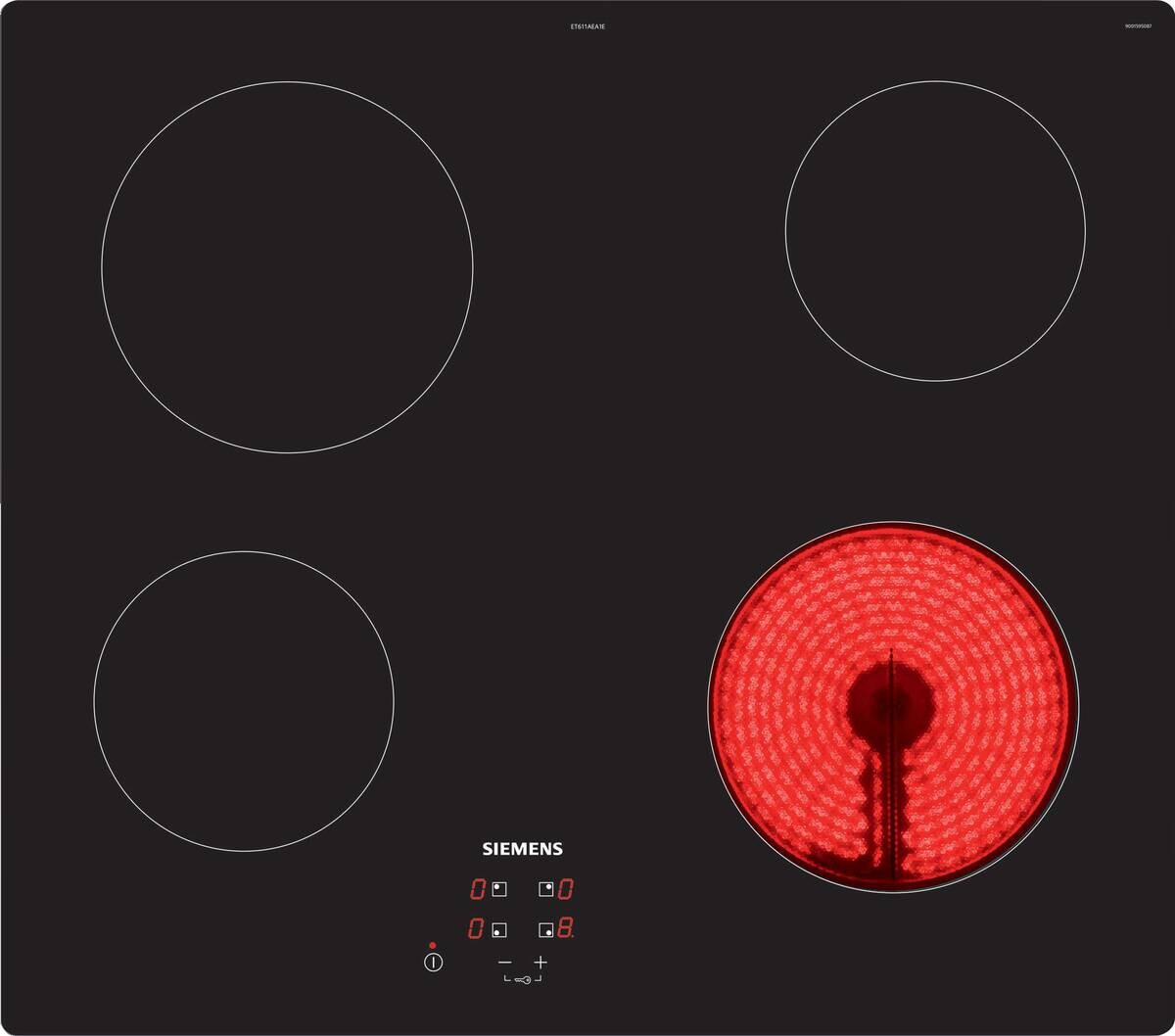 SIEMENS Glaskeramikkochfeld ET611AEA1E schwarz Schwarzglas B/H/T: ca. 59,2x4,5x52,2 cm