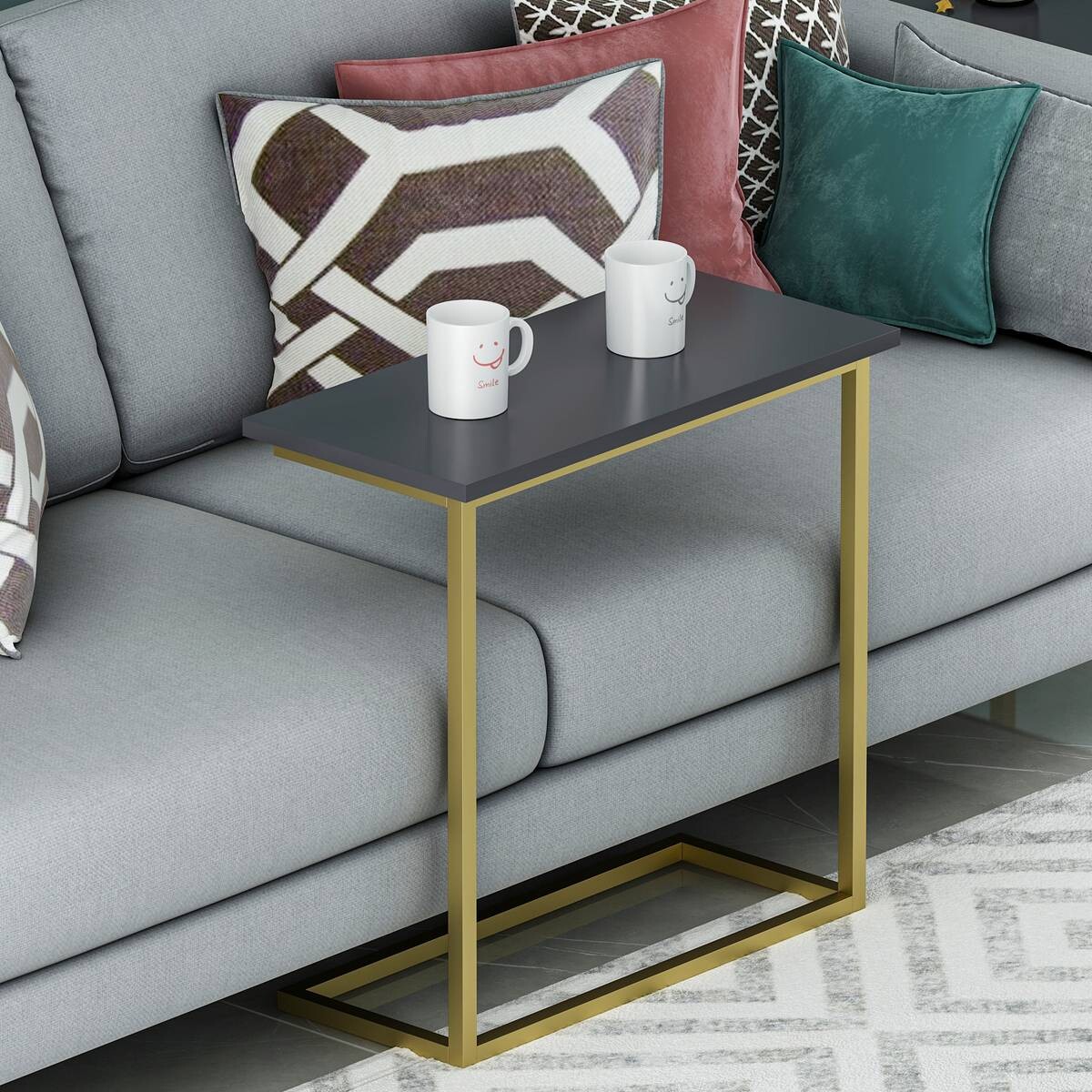 Beistelltisch Narin anthrazit gold Optik Metall B/H/T: ca. 64x62x30 cm