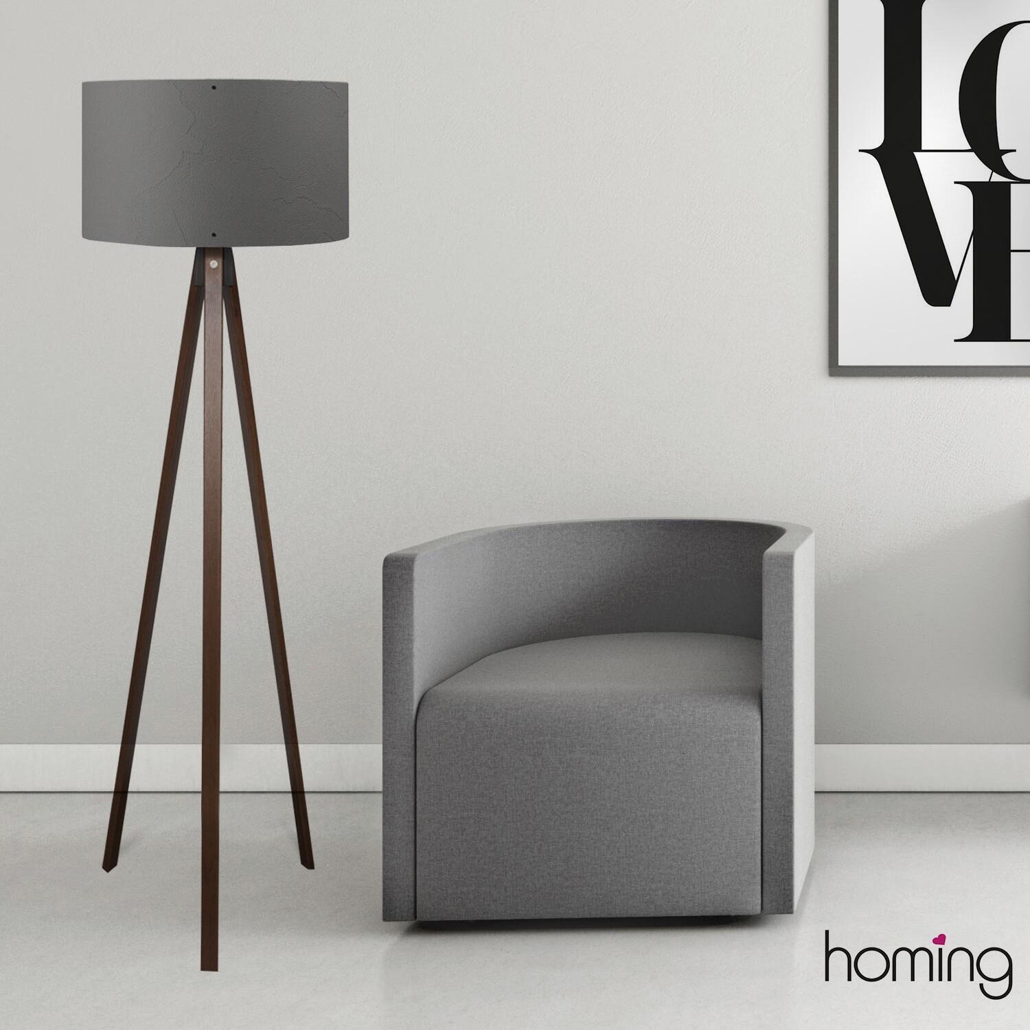 Opviq Stehleuchte grau MDF PVC B/H/T/L/D: ca. 38x140x38x38x38 cm E27 1 Brennstellen