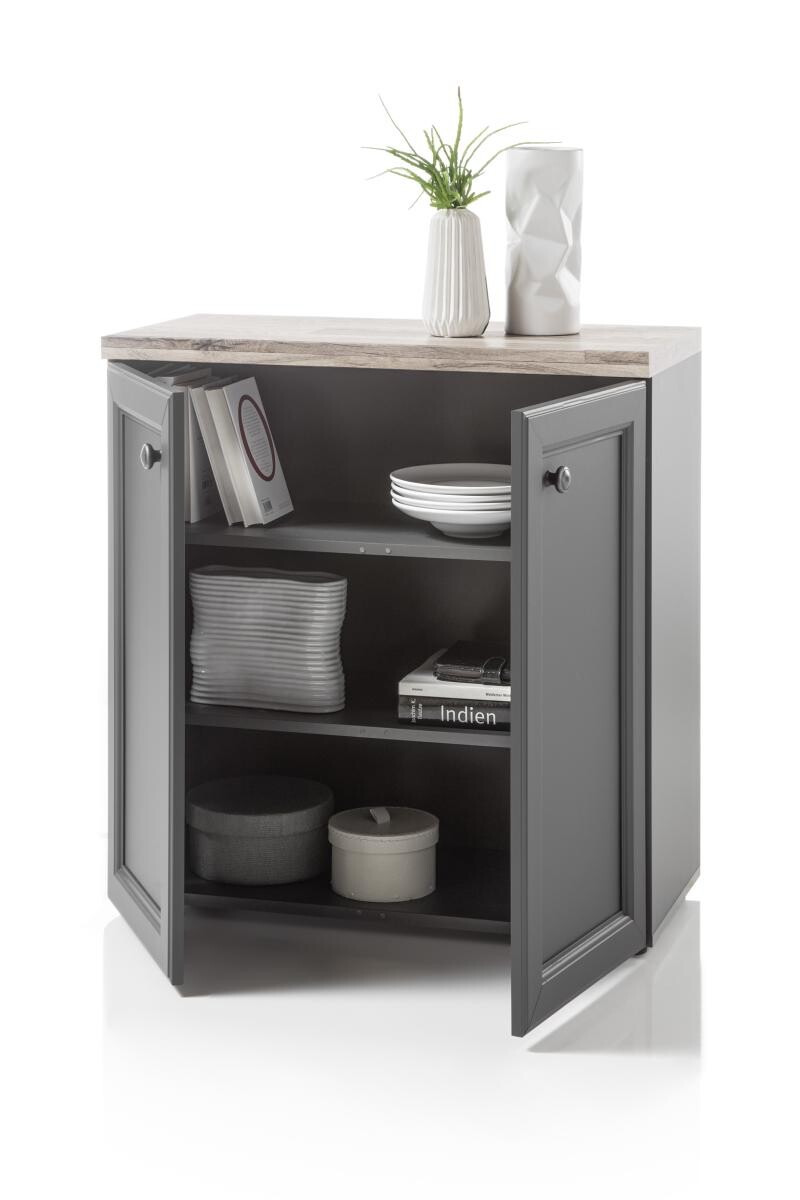 Kommode Toskana Timber Wood Nachbildung grau dunkel B/H/T: ca. 80x85x38 cm