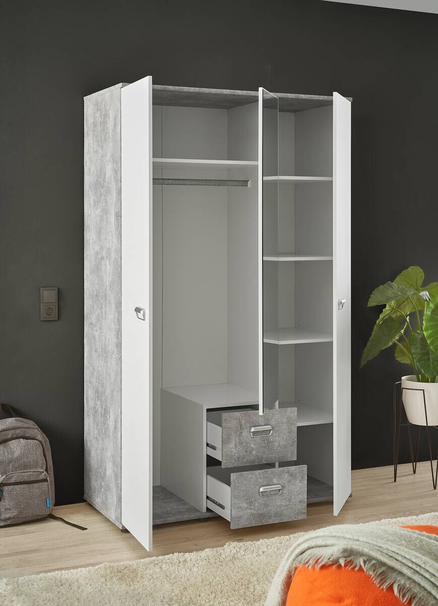 Kleiderschrank Matino Beton B/H/T: ca. 115x191x53 cm