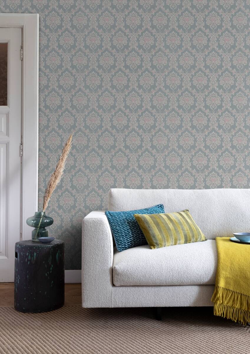 Papiertapete Ornament grau silber rosa B/L: ca. 53x1005 cm