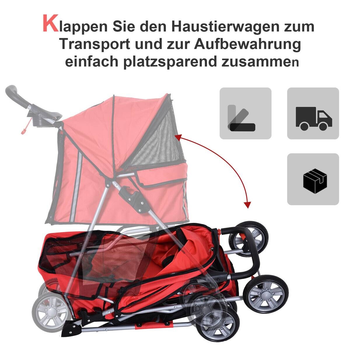 PawHut Hunde-Zubehör rot Polyester B/H/L: ca. 45x75x97 cm