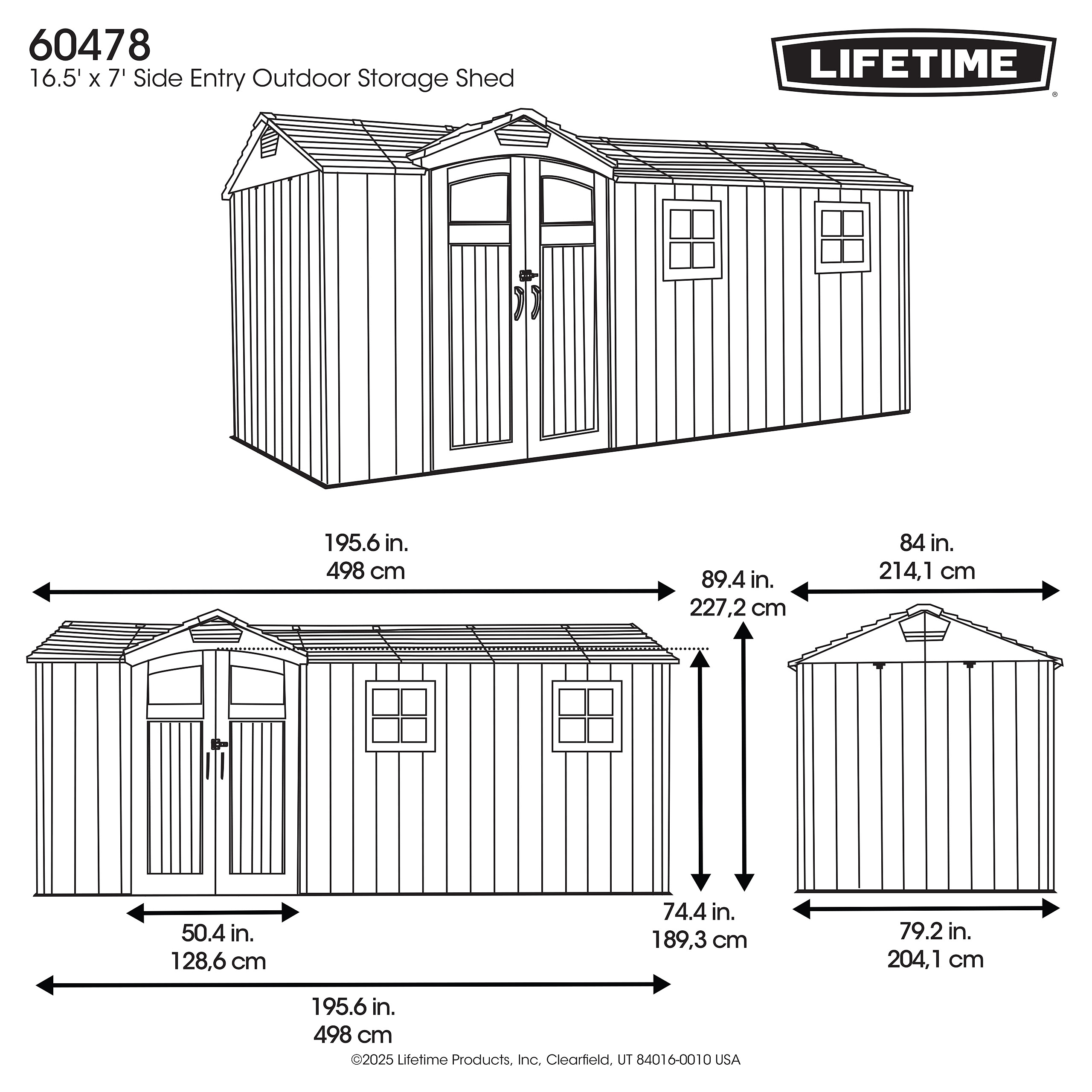 Lifetime Gerätehaus Idaho grau B/H/T: ca. 498x264,5x214 cm