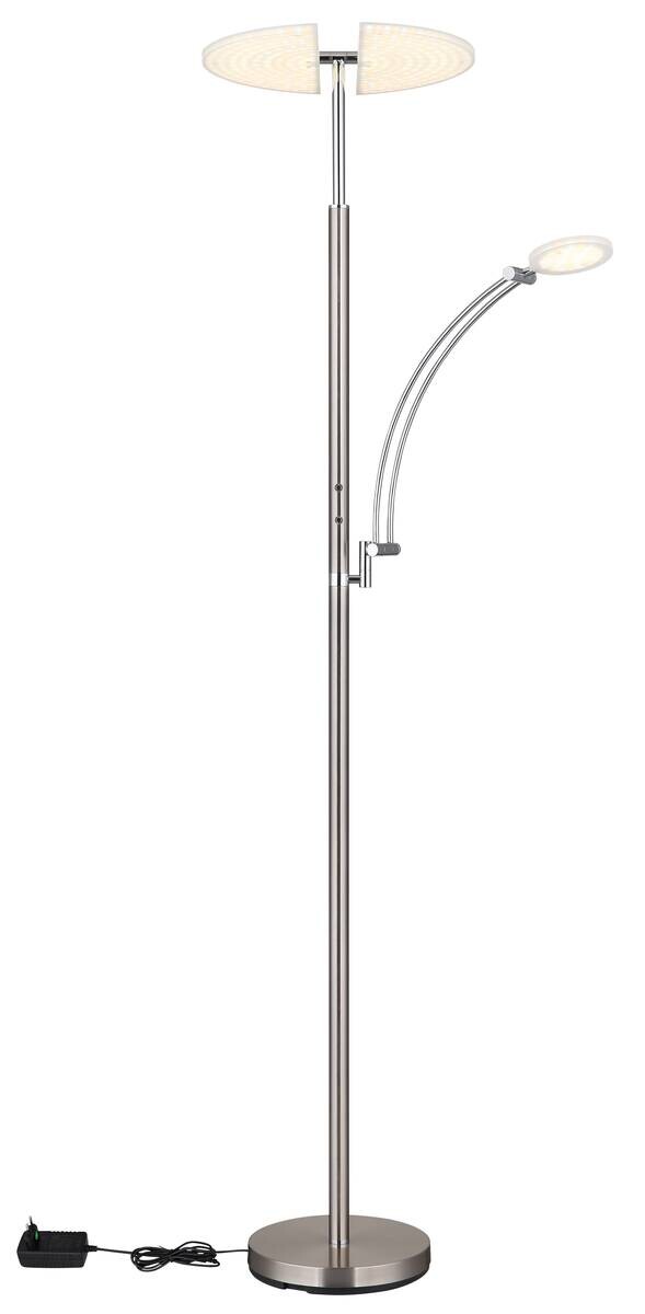 GLOBO LED-Deckenfluter nickel matt Chrom Kunststoff Metall B/H/T: ca. 80x183x40,5 cm 1 Brennstellen