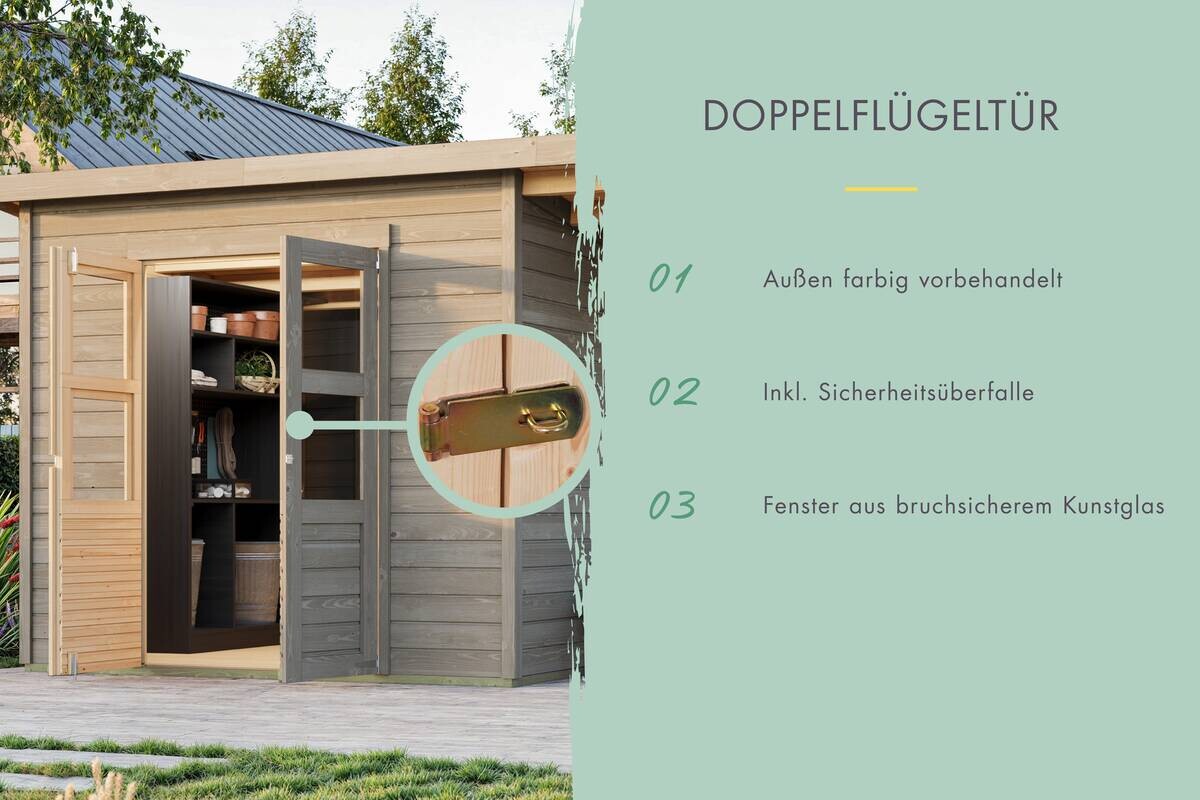 Karibu Gartenhaus Tony 0 grau B/H/T: ca. 182x219x126 cm