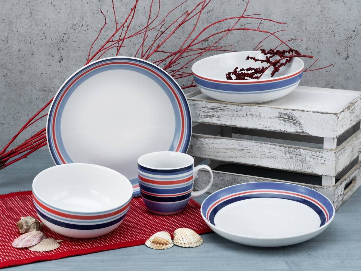 CreaTable Kombiservice Allround - COAST LINE blau Porzellan 10 tlg.