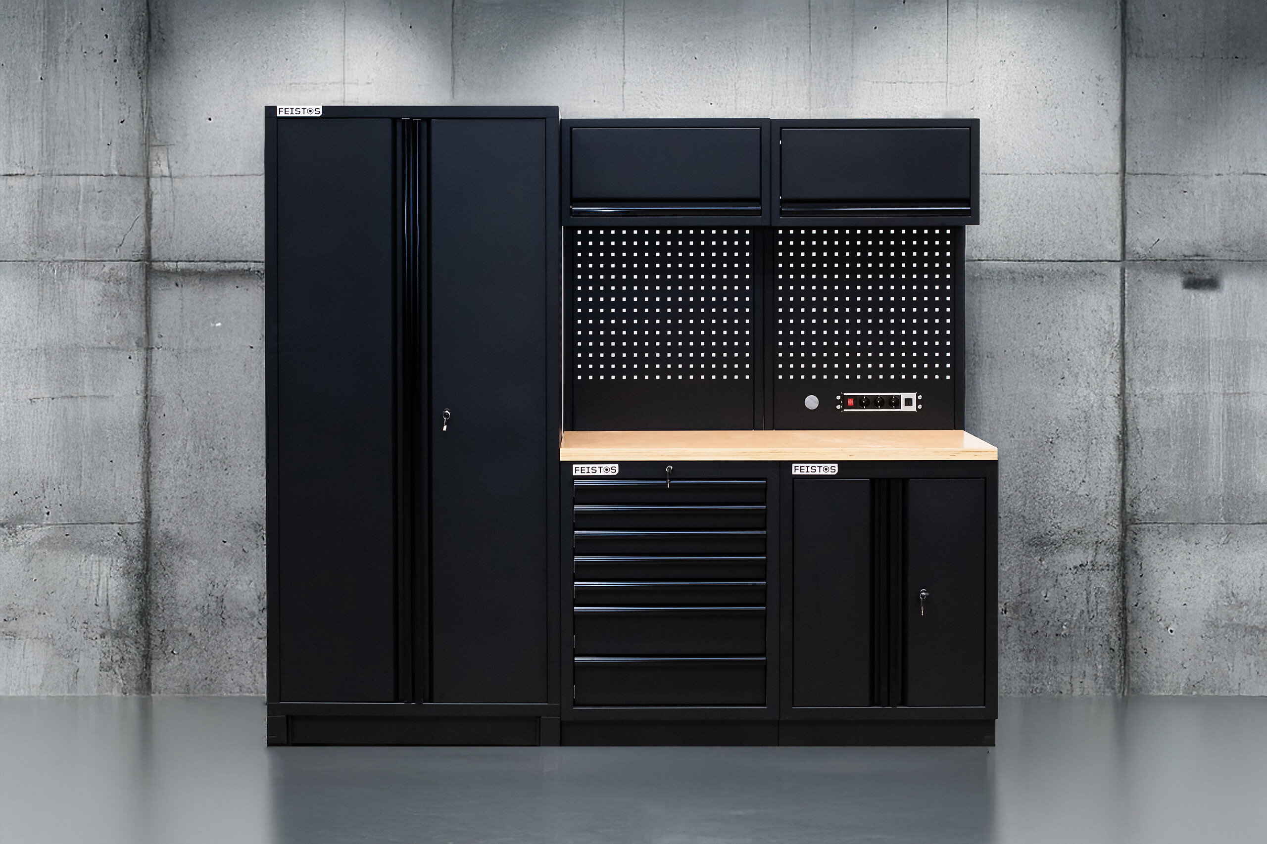 Werkzeugschrank EOS Blackline schwarz B/H/L: ca. 228x200x61 cm