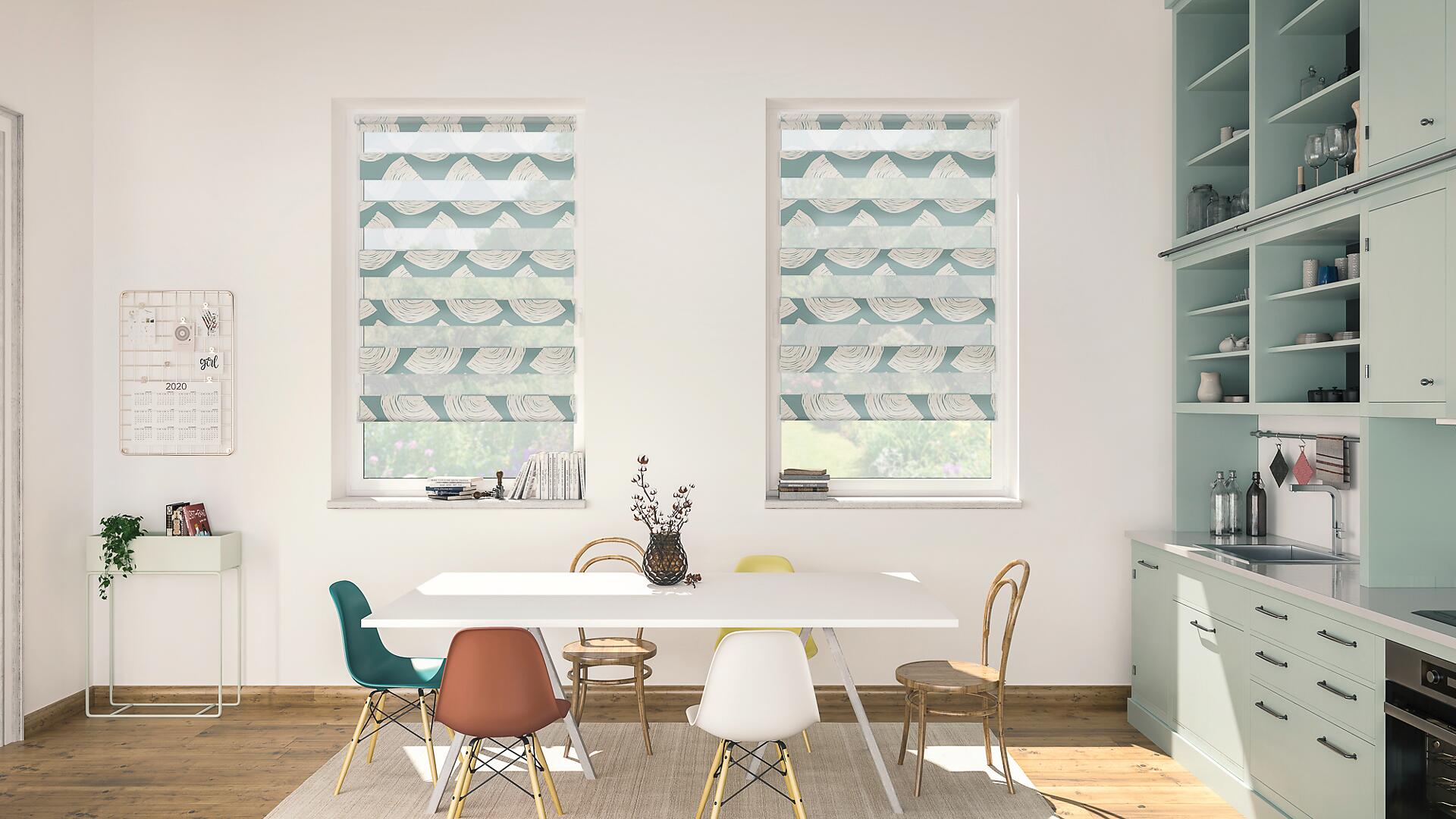 LICHTBLICK Doppelrollo Duo Moving Rainbow grün B/T: ca. 80x150 cm